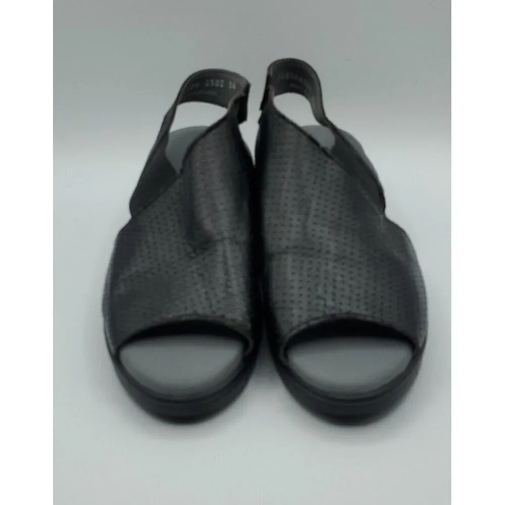 Fly London Women's Black Corners Sandal Peep Toe Size 36 US 5.5 - 6